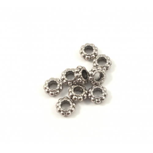 Spacer bead metal 6x2.5mm antique silver